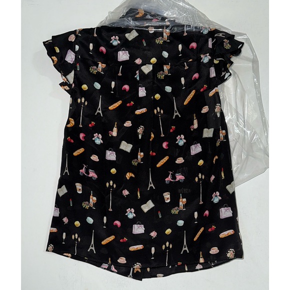 Alice + Olivia Martel Flutter Sleeve Silk Blouse Top - Picture 7 of 13